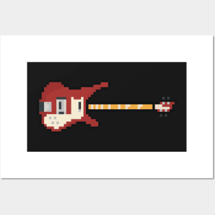 Pixel Red Waters 4001 Bass Guiar Posters and Art